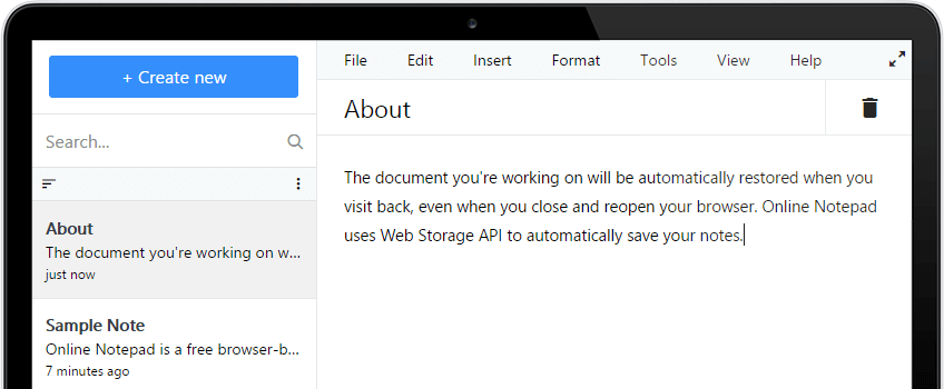 Joyseo Online Notepad Screenshot